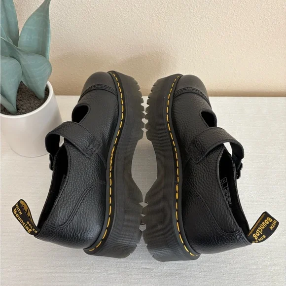 New Dr. Martens Black Leather Mary Jane Platform Shoes Women’s 11 - Picture 7 of 14